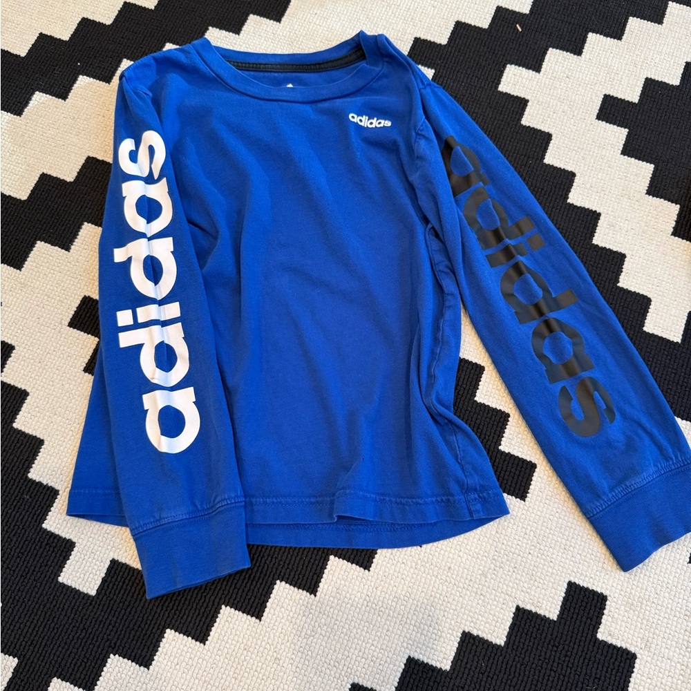 Adidas Kids Long Sleeve Tee in Bold Blue